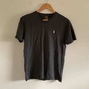 Polo Ralph Lauren Men's Charcoal Gray Cotton V-Neck T-Shirt Sz S Beach Preppy